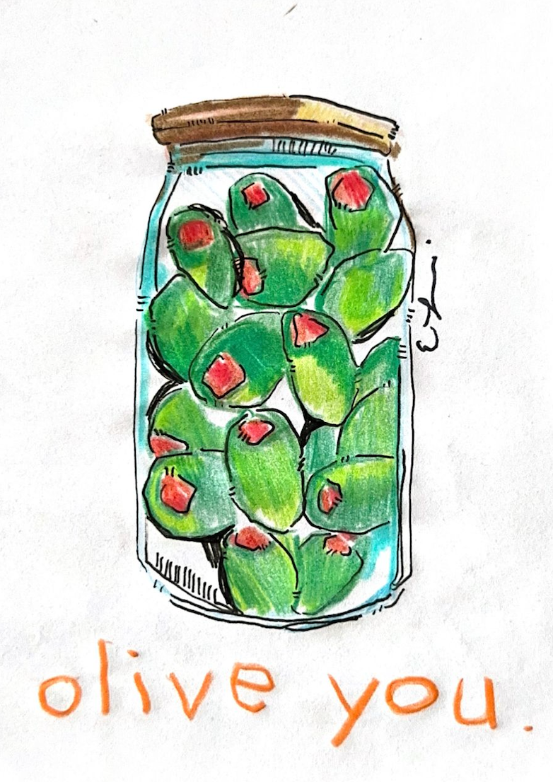 OLIVE YOU postcard print